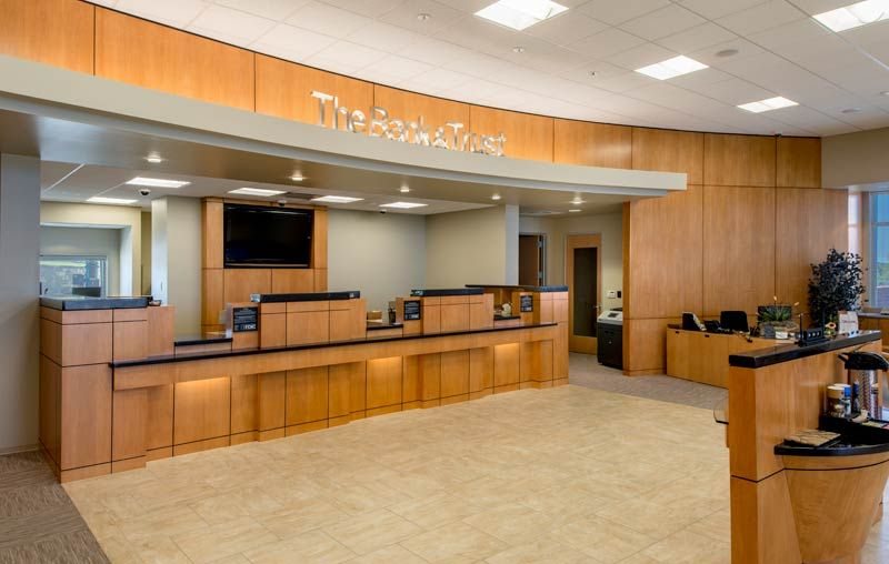 Bank branch lobby and teller line